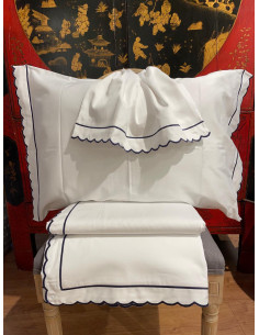 SABANAS COLECCIÓN DULZURA SATÉN 180/200 Blanco/Azul marino