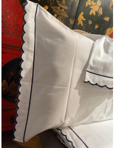 SABANAS COLECCIÓN DULZURA SATÉN 90/105 Blanco/Azul marino 2